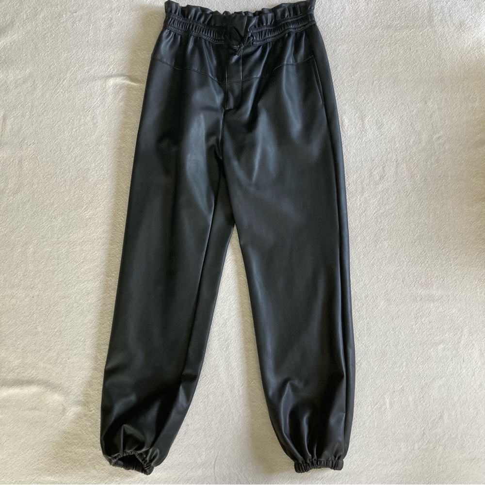 Zara Black Faux Leather Jogger Pants for Kids